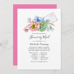 Succulent floral Bridal oder Baby Show by Mail Einladung