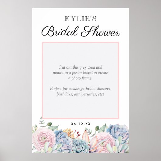 Succulent floral Wedding Brautparty Foto Prop Poster (Vorne)