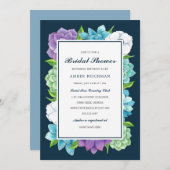 Succulent Florals Bridal Dusche Einladung | Dunkel (Vorne/Hinten)
