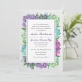Succulent Florals Wedding Einladung | Lavendel (Stehend Vorderseite)