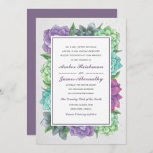 Succulent Florals Wedding Einladung | Lavendel