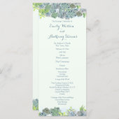 Succulent Garden Steel Blue Wedding Program Programm (Vorne/Hinten)