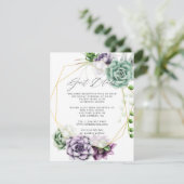 Succulent Geometric Wedding Guest Details Begleitkarte (Stehend Vorderseite)