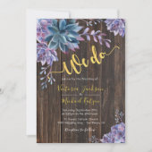 Succulent Gold Rustic Wedding Einladungen (Vorderseite)