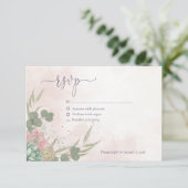 Succulent Green and Blush Reply Card Begleitkarte (Stehend Vorderseite)