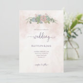 Succulent Green and Blush Wedding Invitation Einladung (Stehend Vorderseite)