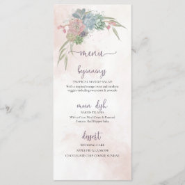 Succulent Green and Blush Wedding Menu Menükarte