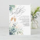 Succulent Greenerity Brunch und Bubbly Brautparty Einladung (Stehend Vorderseite)