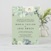 Succulent Greenerity Formal Wedding Einladung (Stehend Vorderseite)