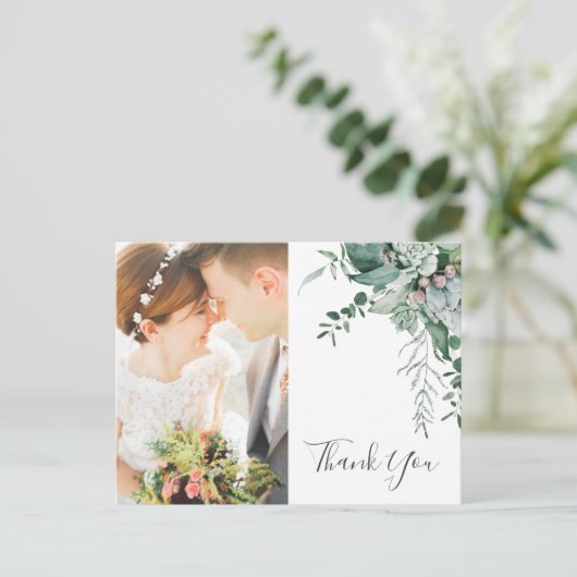 Succulent Greenerity Front and Back Foto Vielen Da Postkarte (Stehend Vorderseite)