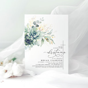 Succulent Greenerity Gold Blätter Elegante Feste Einladung