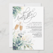 Succulent Greenerity Lunch und Bubbly Brautparty Einladung (Vorderseite)