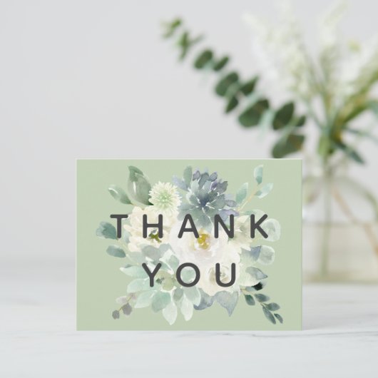 Succulent Greenerity Vielen Dank Postkarte (Stehend Vorderseite)