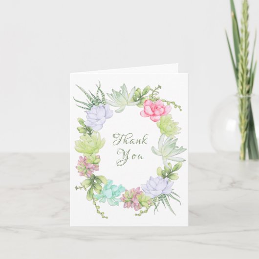 Succulent Greenerity Wreath Brautparty Dankeskarte (Vorderseite)