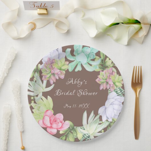 Succulent Greenerity Wreath Brautparty Pappteller (Hochzeit)