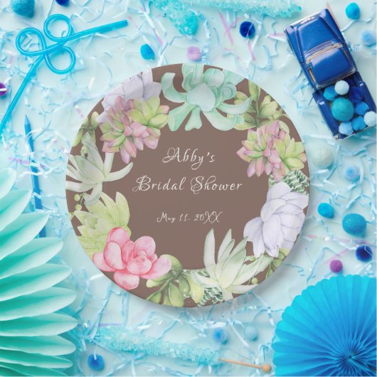 Succulent Greenerity Wreath Brautparty Pappteller (Party)