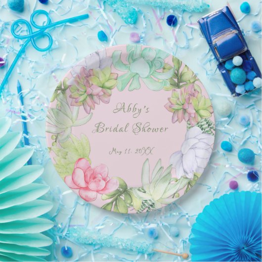 Succulent Greenerity Wreath Brautparty Pappteller (Party)