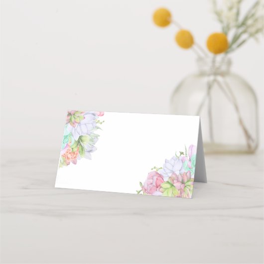 Succulent Greenerity Wreath Brautparty Platzkarte (Rückseite)