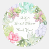 Succulent Greenerity Wreath Brautparty Runder Aufkleber (Vorderseite)