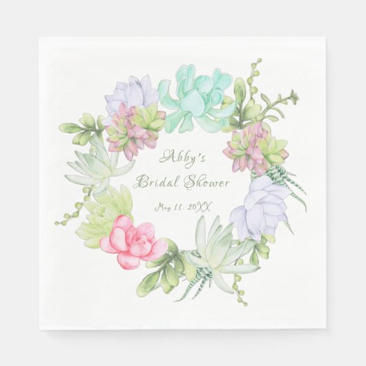 Succulent Greenerity Wreath Brautparty Serviette (Vorderseite)