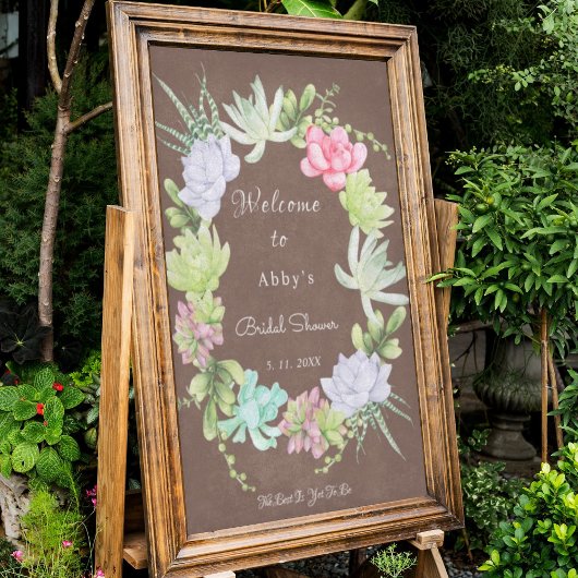 Succulent Greenerity Wreath Brautparty Willkommen Poster