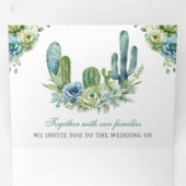 Succulent Greenery Cactus Foto QR Code Wedding Dreifach Gefaltete Einladung (Innen Erste Seite)