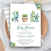 Succulent Greenery Cactus Pots Baby Shower Einladung