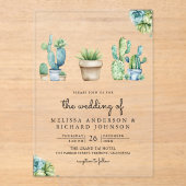 Succulent Greenery Cactus Pots Wedding Acryleinladungen (Vorderseite)