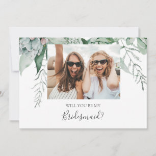 Succulent Greenery Foto Bridesmaid Vorschlag Card Einladung