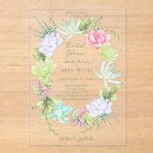 Succulent Greenery Wreath Bridal Shower  Acryleinladungen (Vorderseite)