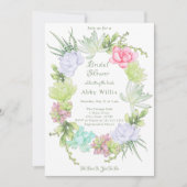 Succulent Greenery Wreath Bridal Shower  Einladung (Vorderseite)