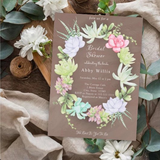 Succulent Greenery Wreath Bridal Shower Einladung
