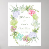 Succulent Greenery Wreath Bridal Shower Welcome Poster (Vorne)
