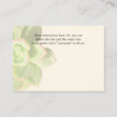 Succulent Hotel Unterkunft Eintrittskarten Begleitkarte (Rückseite)