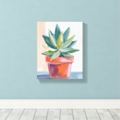 Succulent Houseplant Watercolor Botanical Leinwanddruck (Insitu (Holzboden))
