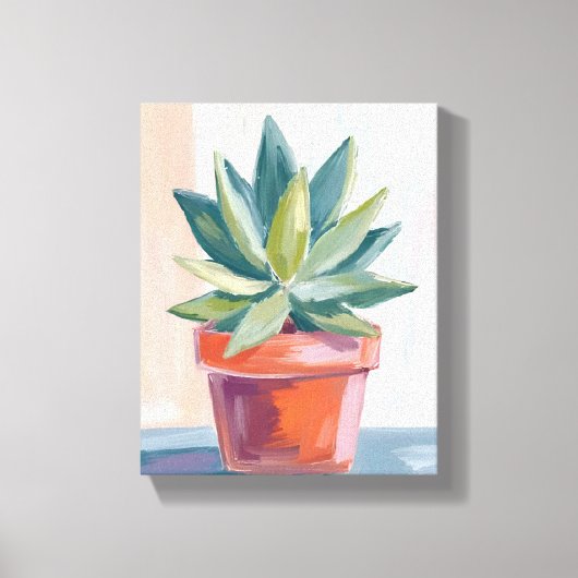 Succulent Houseplant Watercolor Botanical Leinwanddruck (Vorderseite)