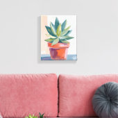 Succulent Houseplant Watercolor Botanical Leinwanddruck (Insitu (Wohnzimmer))