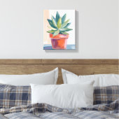 Succulent Houseplant Watercolor Botanical Leinwanddruck (Insitu (Schlafzimmer))
