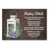 Succulent Lantern Wedding Reception Insert Cards Tischnummer (Vorderseite)