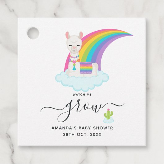 Succulent Llama Heaven Watch Me Grow Baby Dusche Geschenkanhänger (Vorderseite)