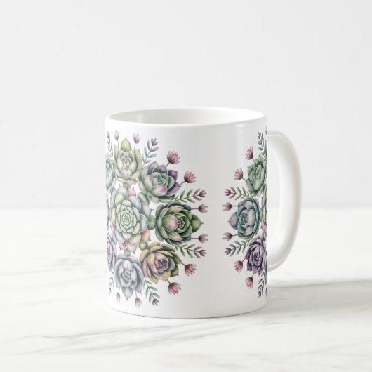 Succulent mandala pattern kaffeetasse (VorderseiteRechts)