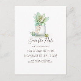 Succulent Mason Jar Rustikal Save the Date Ankündigungspostkarte