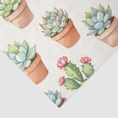 Succulent Plants Seamless Pattern Terracotta Pots Seidenpapier (Ausschnitt)