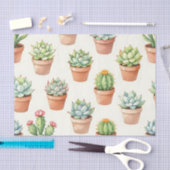 Succulent Plants Seamless Pattern Terracotta Pots Seidenpapier (Handwerk)