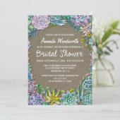 Succulent Rustic Burlap Bridal Dusche Einladungen (Stehend Vorderseite)