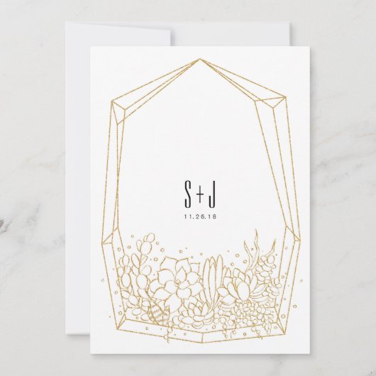 Succulent Terrarium Wedding Einladung (Rückseite)