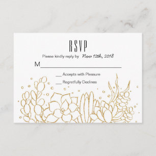 Succulent Terrarium Wedding RSVP Card Karte