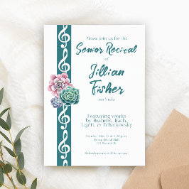 Succulent Treble Clef Thema Senior Music Erwägung Einladung