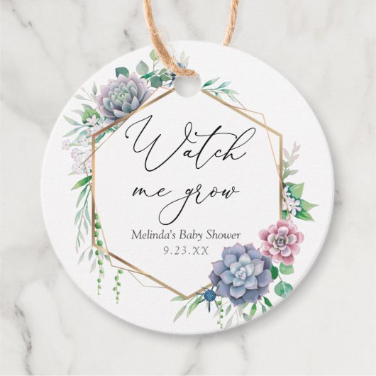 Succulent Watch me me Grow Pflanze Gefallen Klassi Geschenkanhänger (Vorderseite)