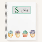 Succulent Watercolor Spiral Notebook Notizblock (Vorderseite)